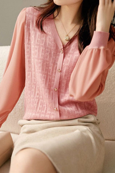 Elegant V-Neck Decor Button Knit