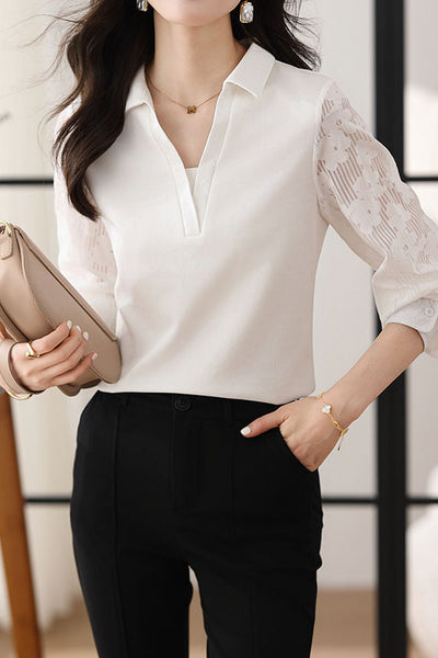 Early Autumn Casual Hollow Spliced Shirt