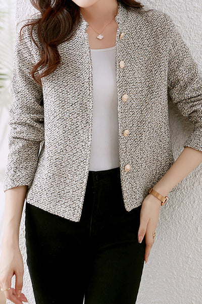 Elegant Nail Color Tweed Jacket with Lining