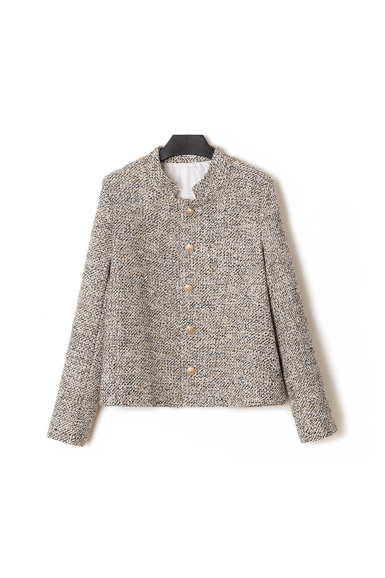 Elegant Nail Color Tweed Jacket with Lining