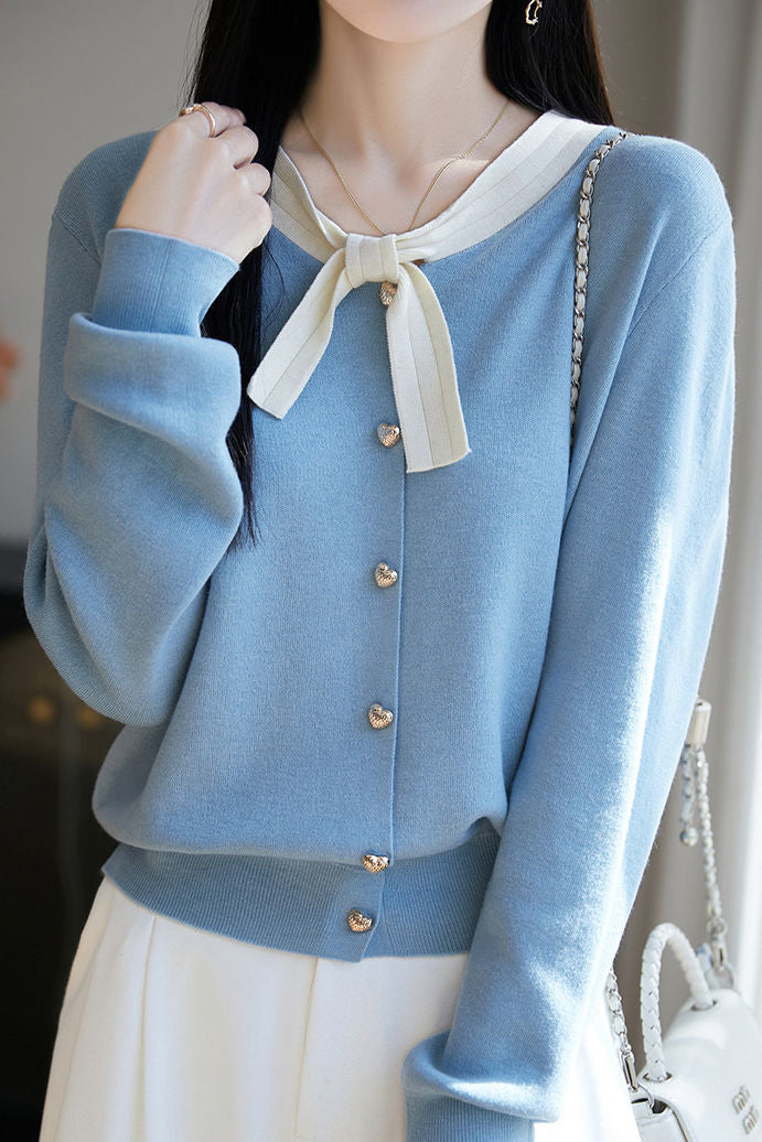 Fashionable Bow Knit Cardigan