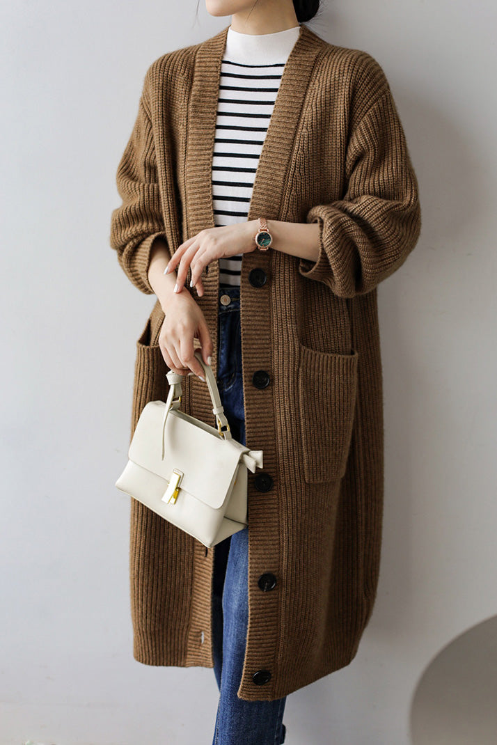 Casual Heavyweight Long Knit Jacket
