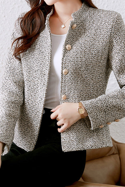 Elegant Nail Color Tweed Jacket with Lining