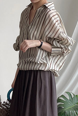 Casual Striped Lightweight Linen Sun-Protective Shirt