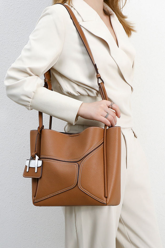 Simple Office Spliced Large-Capacity Tote Bag