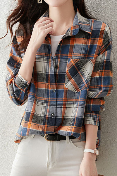 Early Autumn Stylish Casual Checkered Sleeve Shirt