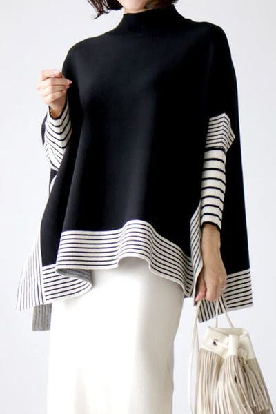 Irregular Stripe Split Loose Knit Sweater