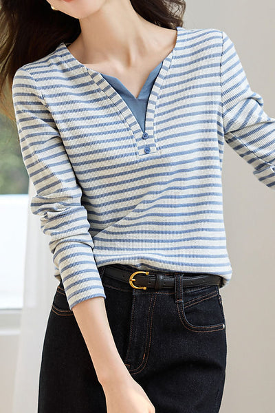 Early Autumn Versatile Fake Two-Piece Knit Top
