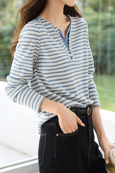 Early Autumn Versatile Fake Two-Piece Knit Top
