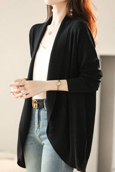 V-Neck Casual Layered Knit Cardigan - 2 Colors Available