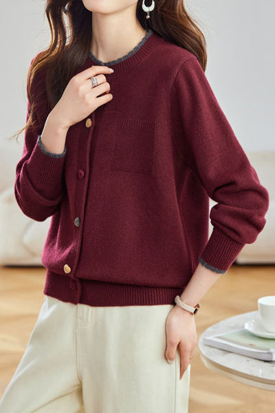 Minimalist Stylish Color-Block Knit Cardigan
