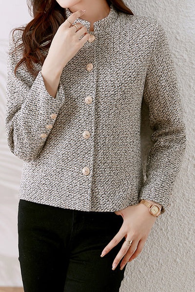 Elegant Nail Color Tweed Jacket with Lining