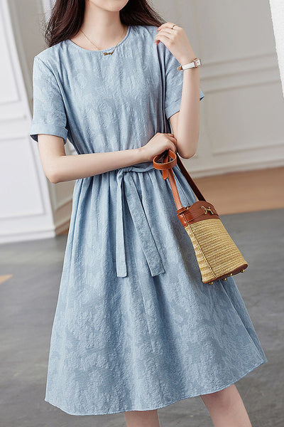 Textured casual tie dress