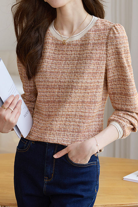 Elegant Yarn-Dyed Long-Sleeve T-Shirt