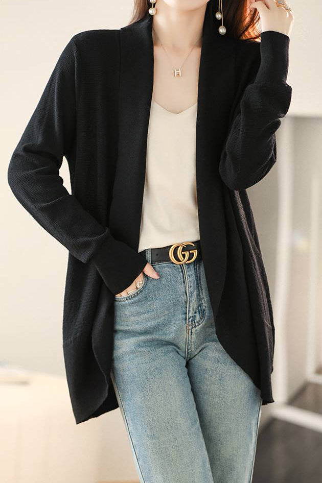 V-Neck Casual Layered Knit Cardigan - 2 Colors Available