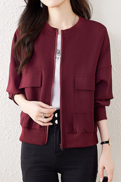 Simple Casual Baseball Jacket Coat