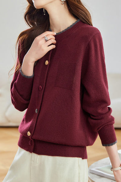 Minimalist Stylish Color-Block Knit Cardigan