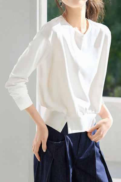 Casual Versatile Round Neck Long-Sleeve T-Shirt