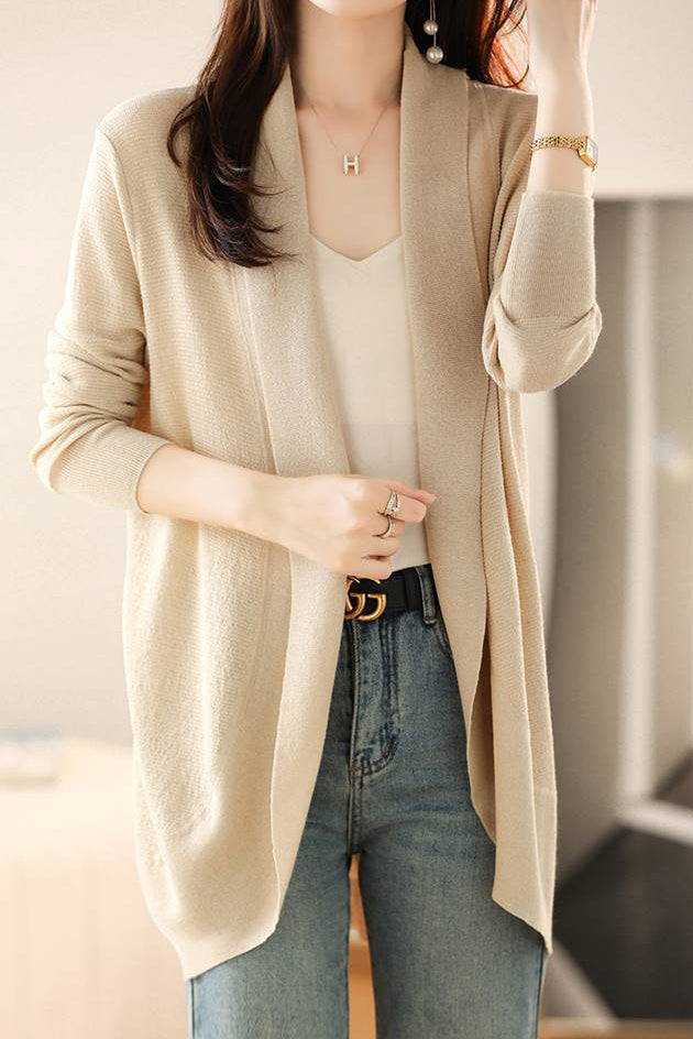 V-Neck Casual Layered Knit Cardigan - 2 Colors Available