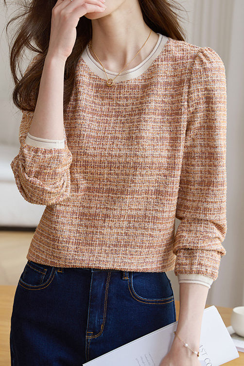 Elegant Yarn-Dyed Long-Sleeve T-Shirt