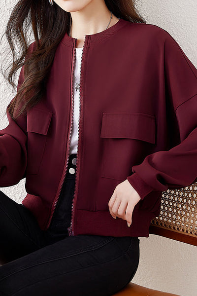 Simple Casual Baseball Jacket Coat