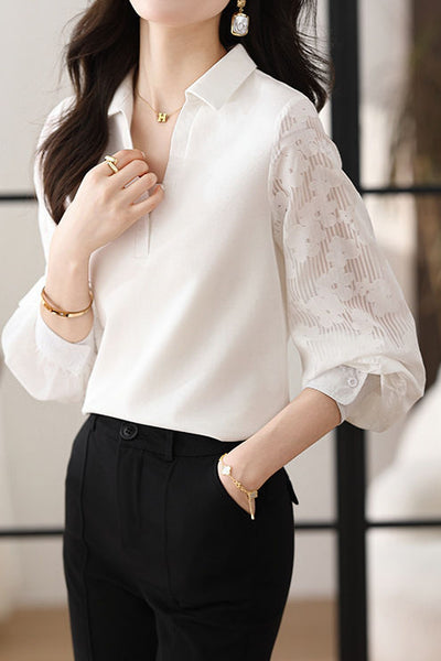 Early Autumn Casual Hollow Spliced Shirt
