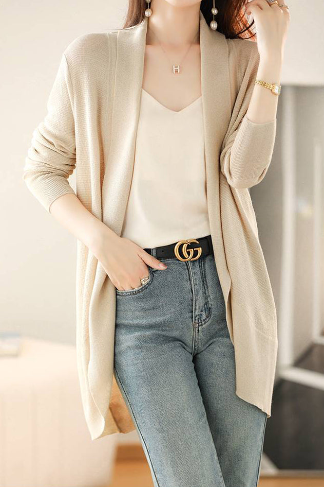 V-Neck Casual Layered Knit Cardigan - 2 Colors Available