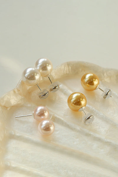 Pearl Decor Stud Earrings - 6 Colors Available