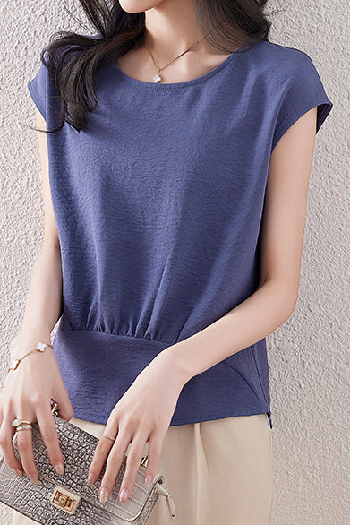 French Sleeve Front Gather Blouse - 7 Colors Available