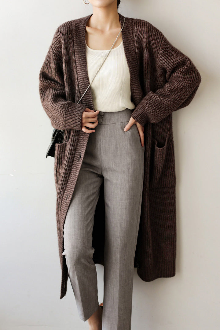 Casual Heavyweight Long Knit Jacket