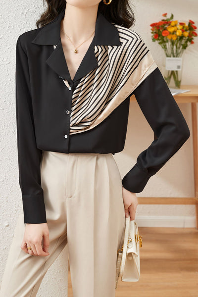 Early Autumn Elegant Office Suit Collar Long-Sleeve Shirt