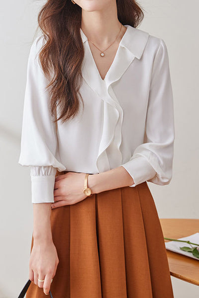Early Autumn Stylish Office Ruffled Shirt