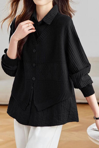 Casual Fake Two-Piece Vest Spliced Shirt