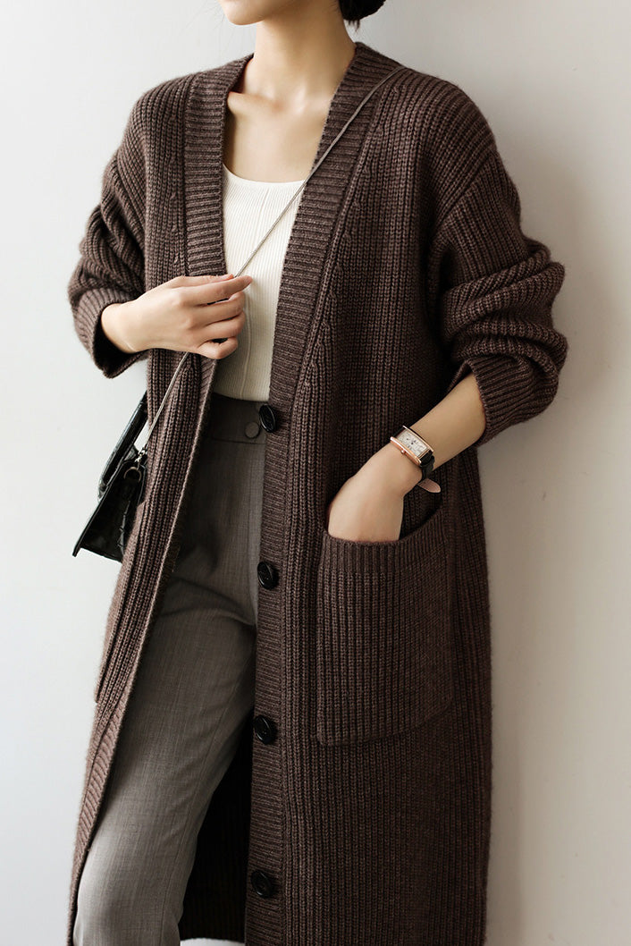 Casual Heavyweight Long Knit Jacket