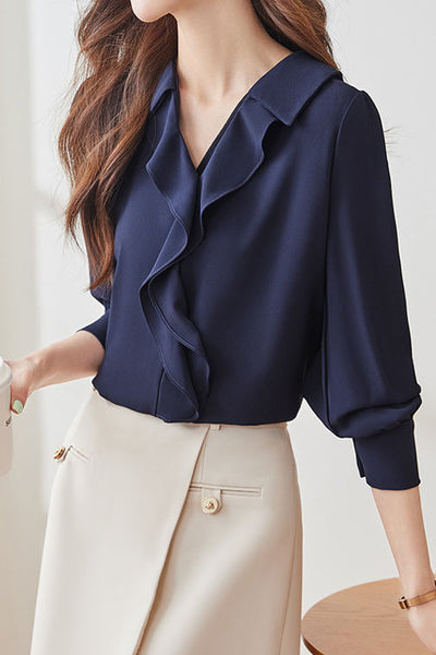 Early Autumn Stylish Office Ruffled Shirt