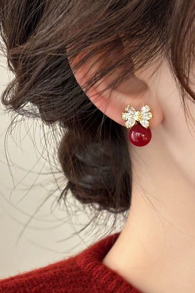 Elegant Bow Pearl Earrings