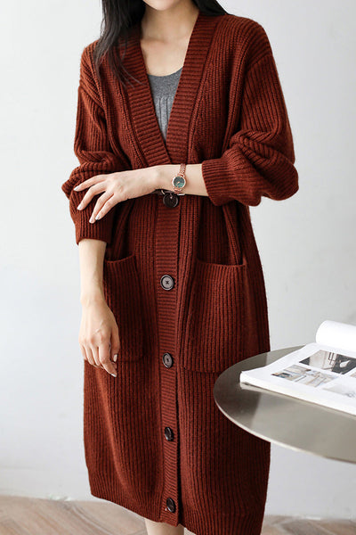 Casual Heavyweight Long Knit Jacket