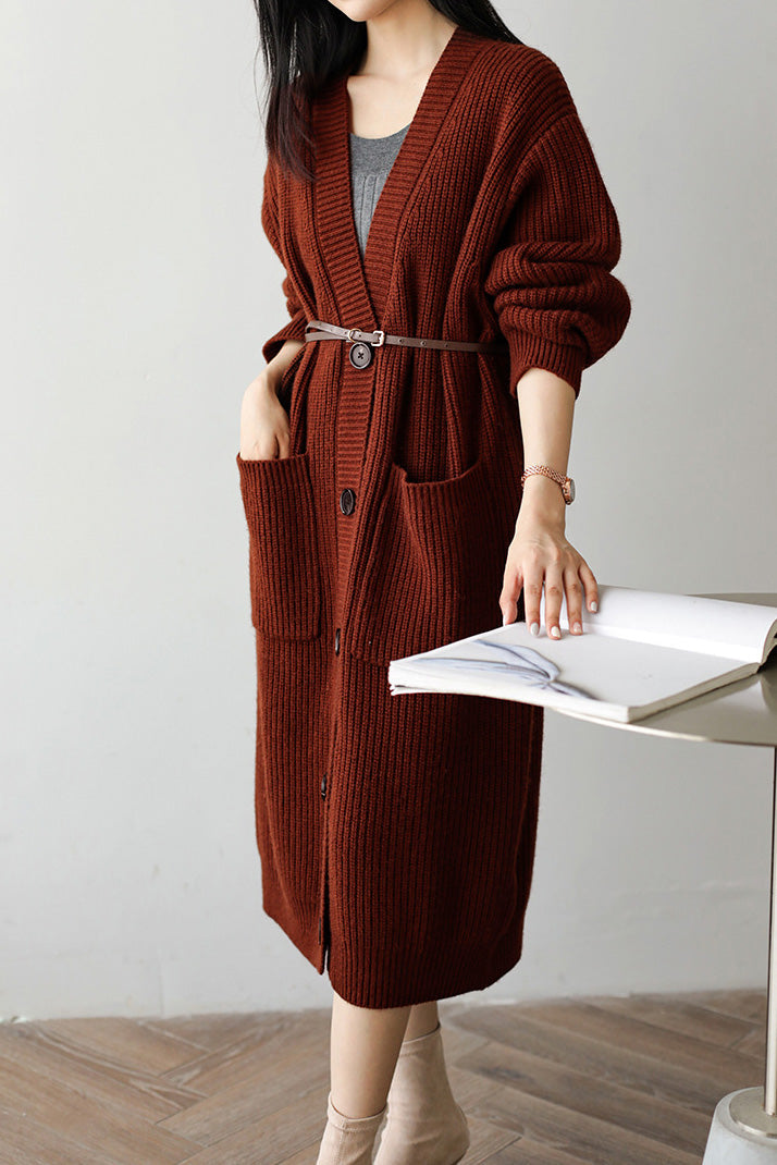 Casual Heavyweight Long Knit Jacket