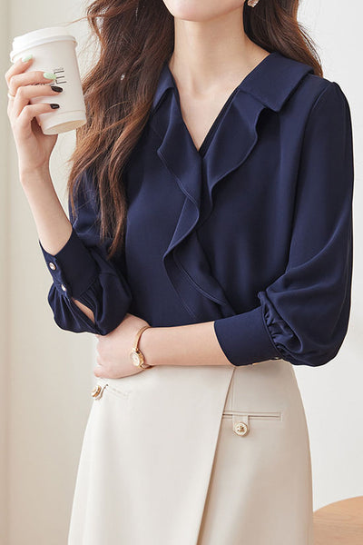 Early Autumn Stylish Office Ruffled Shirt