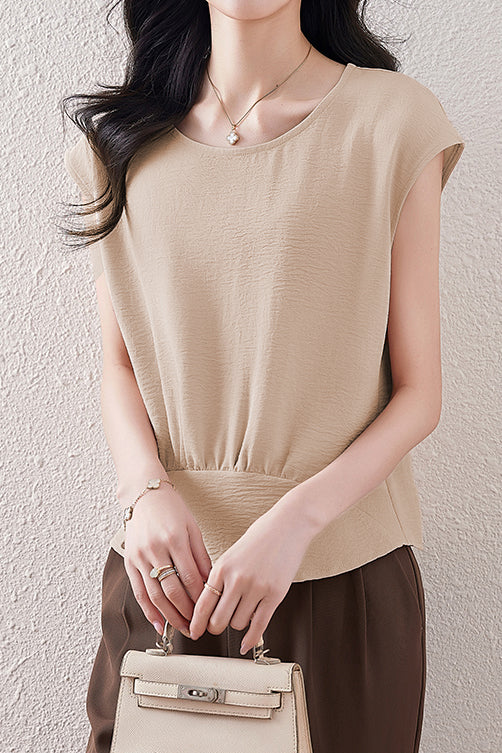 French Sleeve Front Gather Blouse - 7 Colors Available