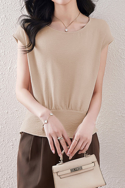 French Sleeve Front Gather Blouse - 7 Colors Available