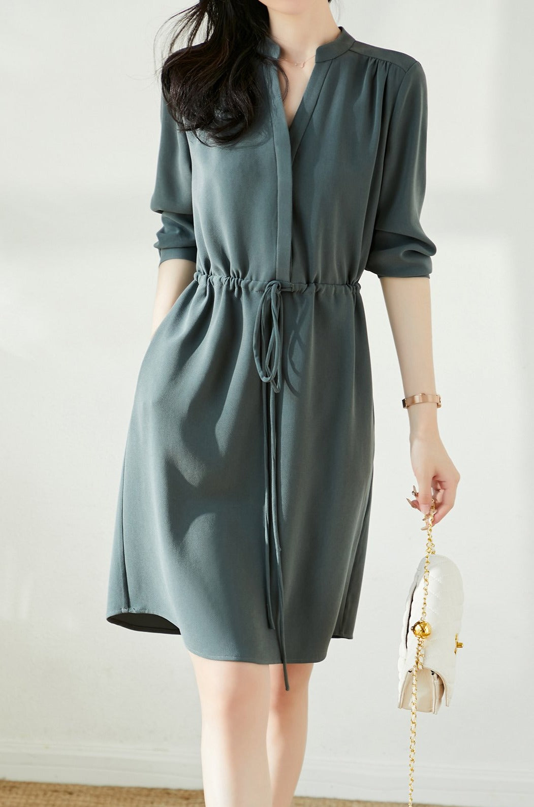 Feminine Skipper Tie-Up Dress