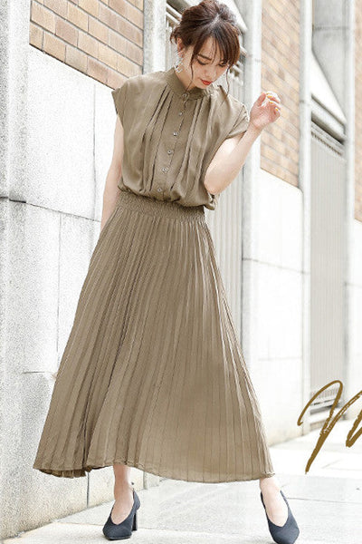 Shirred Pleated Dress - 4 Colors Available