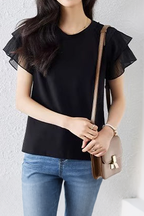 Versatile Spliced Short-sleeve T-shirt