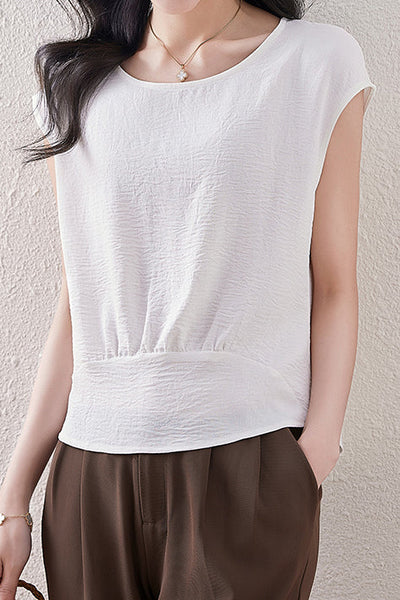 French Sleeve Front Gather Blouse - 7 Colors Available