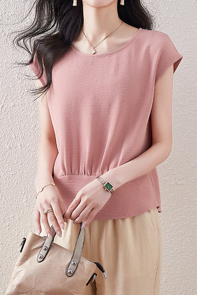 French Sleeve Front Gather Blouse - 7 Colors Available