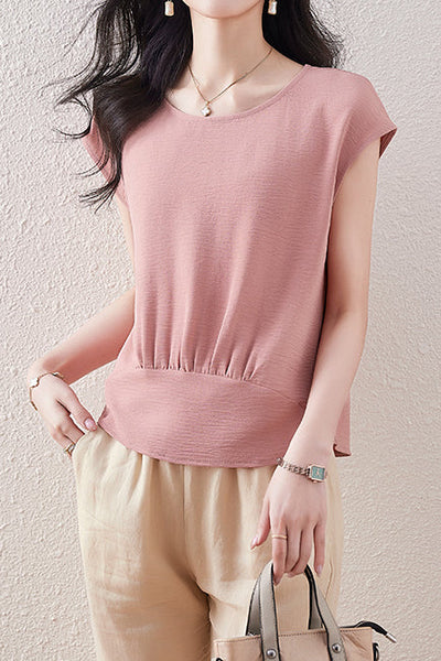 French Sleeve Front Gather Blouse - 7 Colors Available