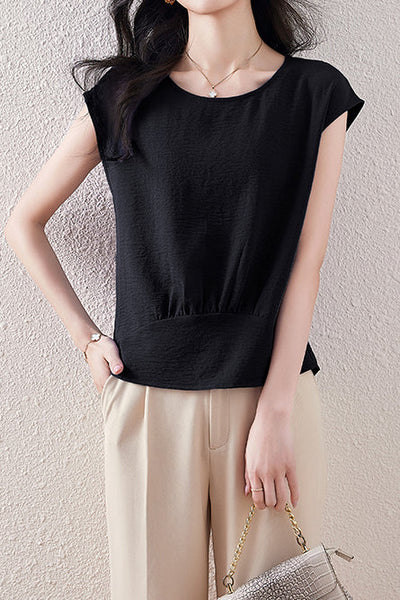French Sleeve Front Gather Blouse - 7 Colors Available
