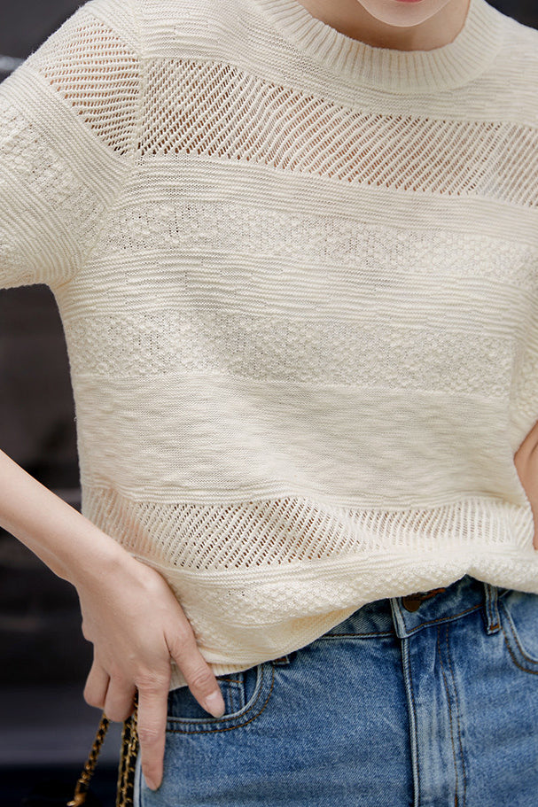 Jacquard Hollow-Out Knit Sweater