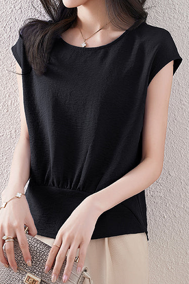 French Sleeve Front Gather Blouse - 7 Colors Available